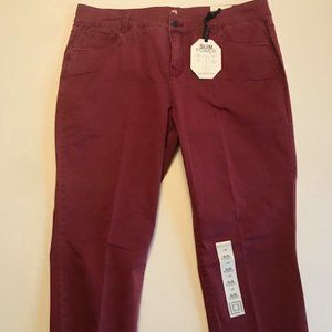 Liz Claiborne Women's Slim Power Burgundy Crop Pants, Size 16